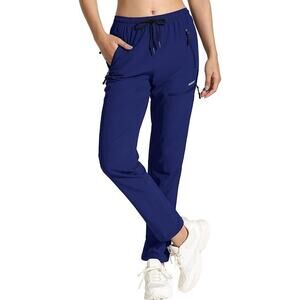 MOCOLY Women's Cargo Hiking Pants Elastic Waist Quick Dry Medium